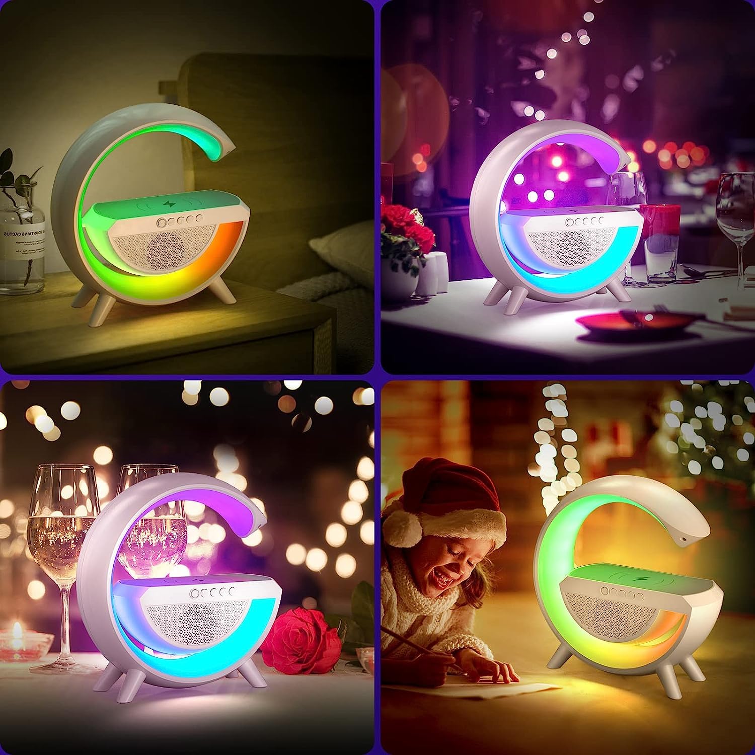 LED Night G Speaker Lamp with Bluetooth Speaker & Wireless Charging