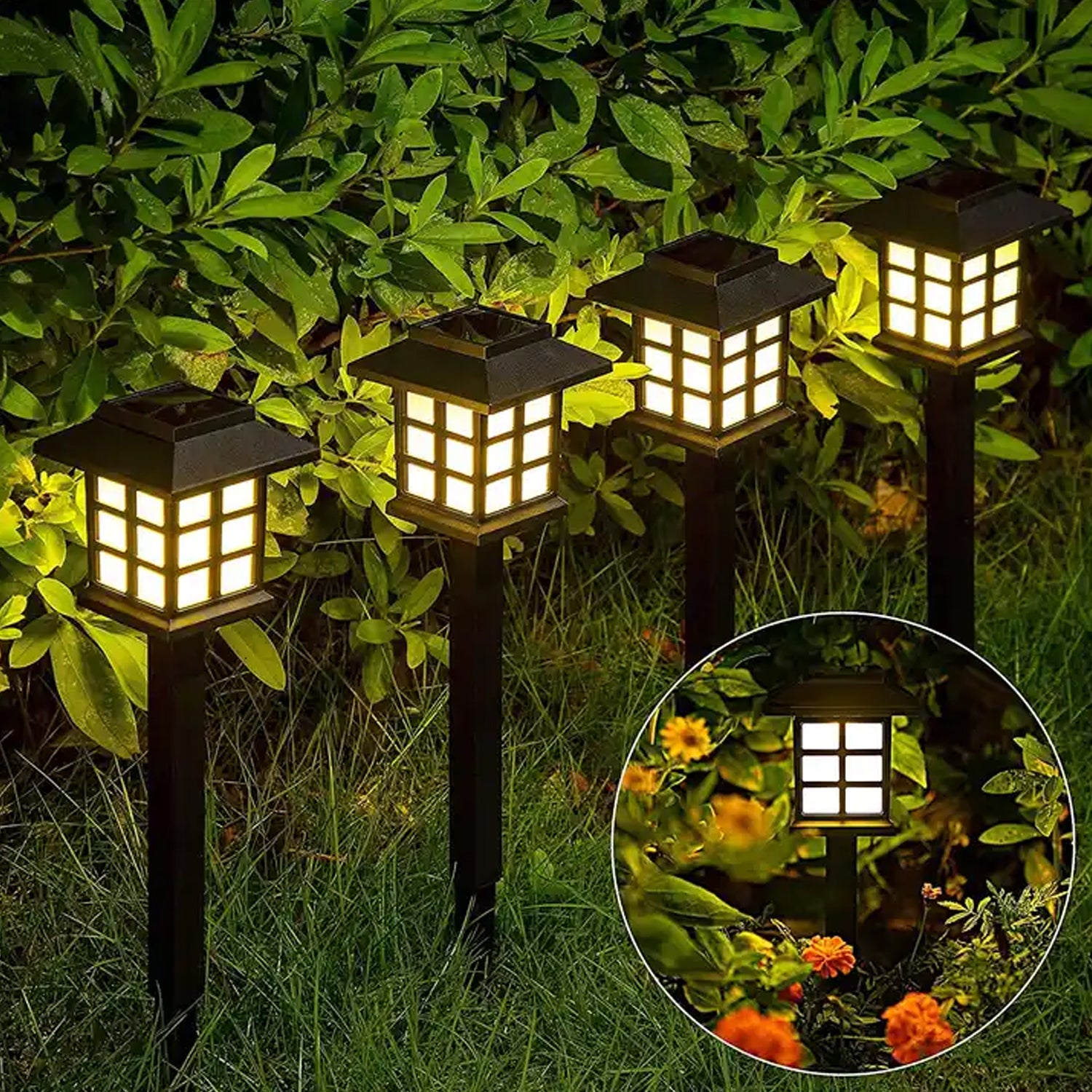 Big Solar Outdoor Lights (6 Pc Set) Waterproof, 10-Hour Long-Lasting