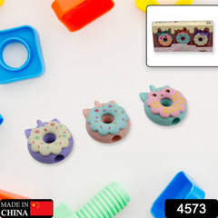 Tree Small Sized Cartoon Themed Non-Toxic Donut Erasers, School Stationery | for Kids - Boys & Girls | Birthday Gift |Return Gift (3pc Set)