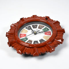 Wooden Look Round Wall Clock - Battery Operated, Easy-to-Read, Plastic Design for Home/Office