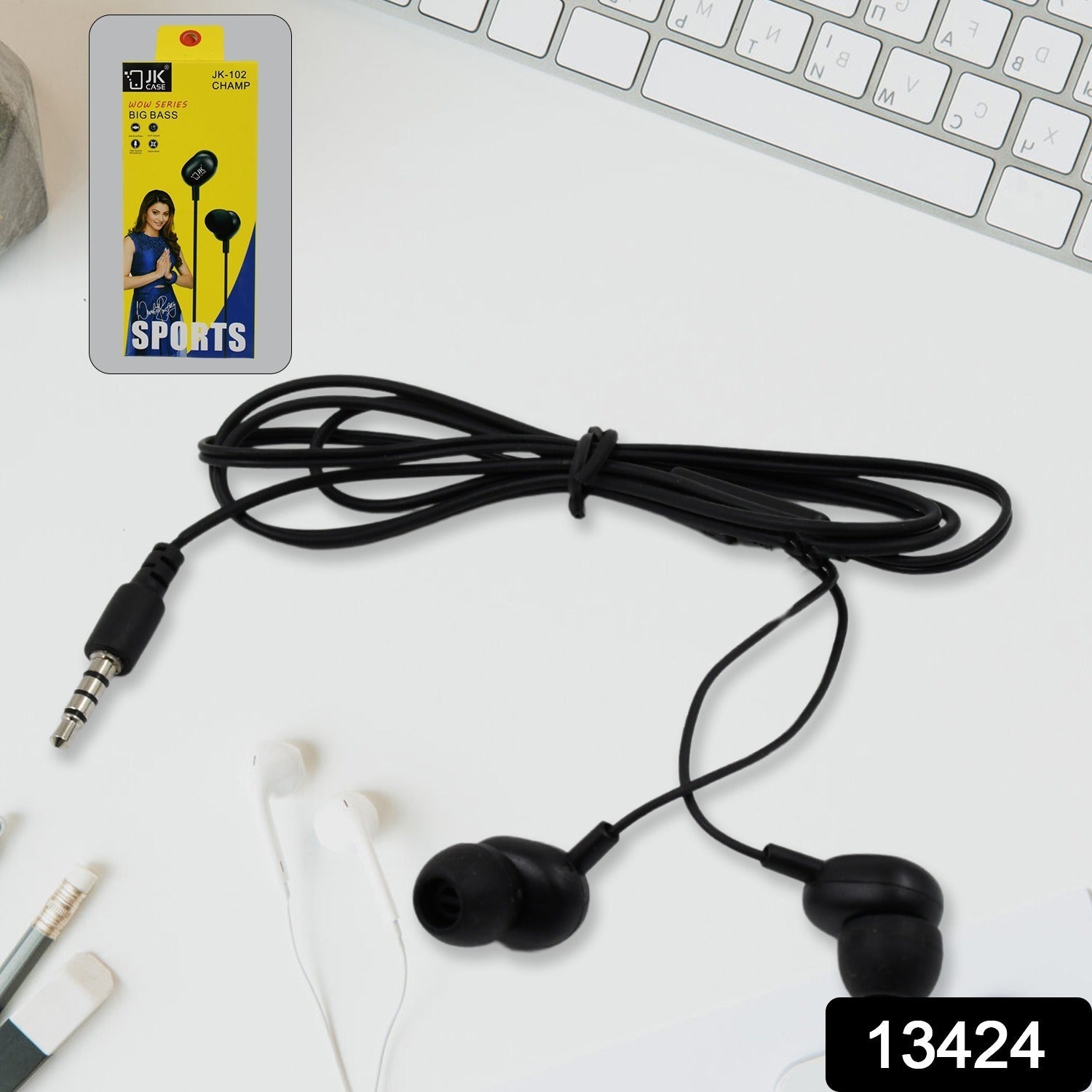 Sport Wired Earphone with Mic (1 Pc)