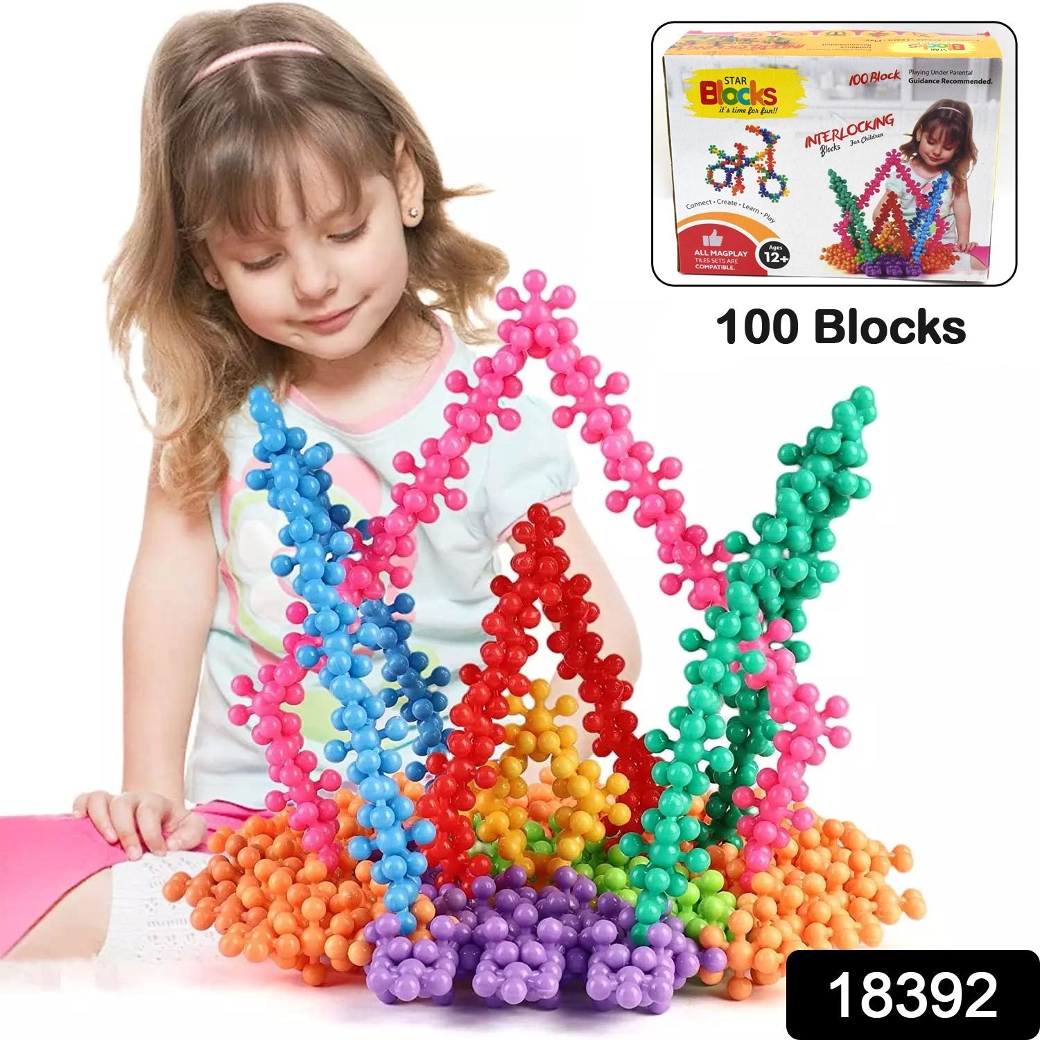 Star Shaped, Star Block Interlocking Blocks Colorful Star Building Blocks (100 Pcs Set)