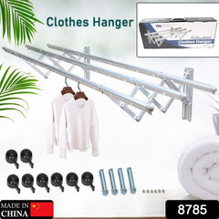 8785 Clothes Rail Rack Clothes Drying Racks Airer Clothes Drying Rack Wall Mounted Clotheshorse Clothes Airer Washing Cloth Line Extendable Fold Towel Rack Bar For Bathroom Indoor Outdoor