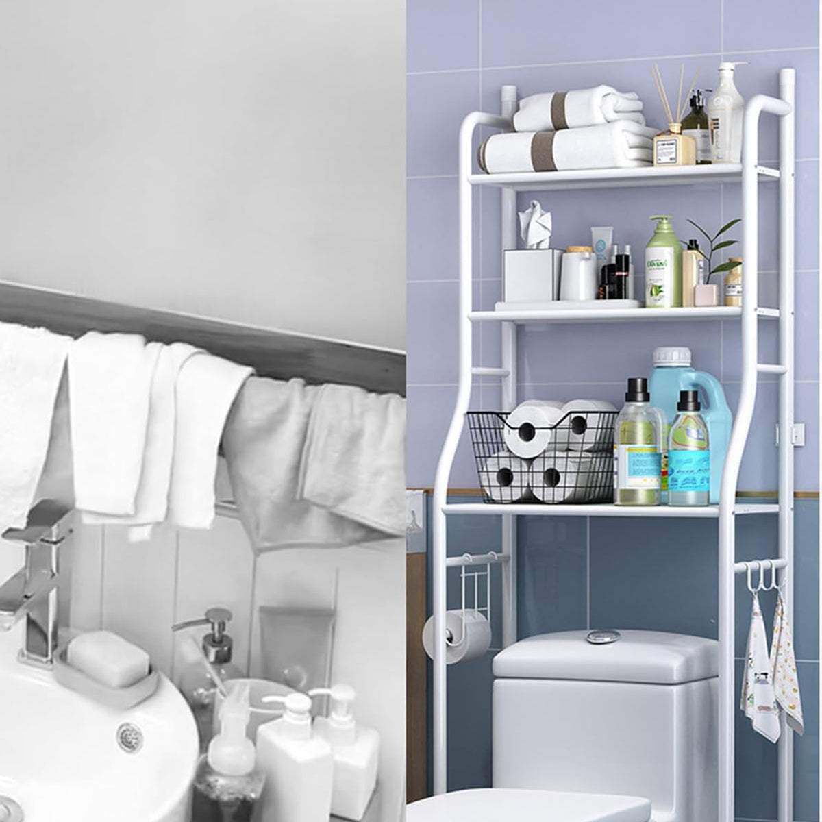 8803 Multi-layer The Toilet Storage Rack Metal  Bathroom Shelf Space Saving Organizer For Laundry Room Wash Basin Floor Stand