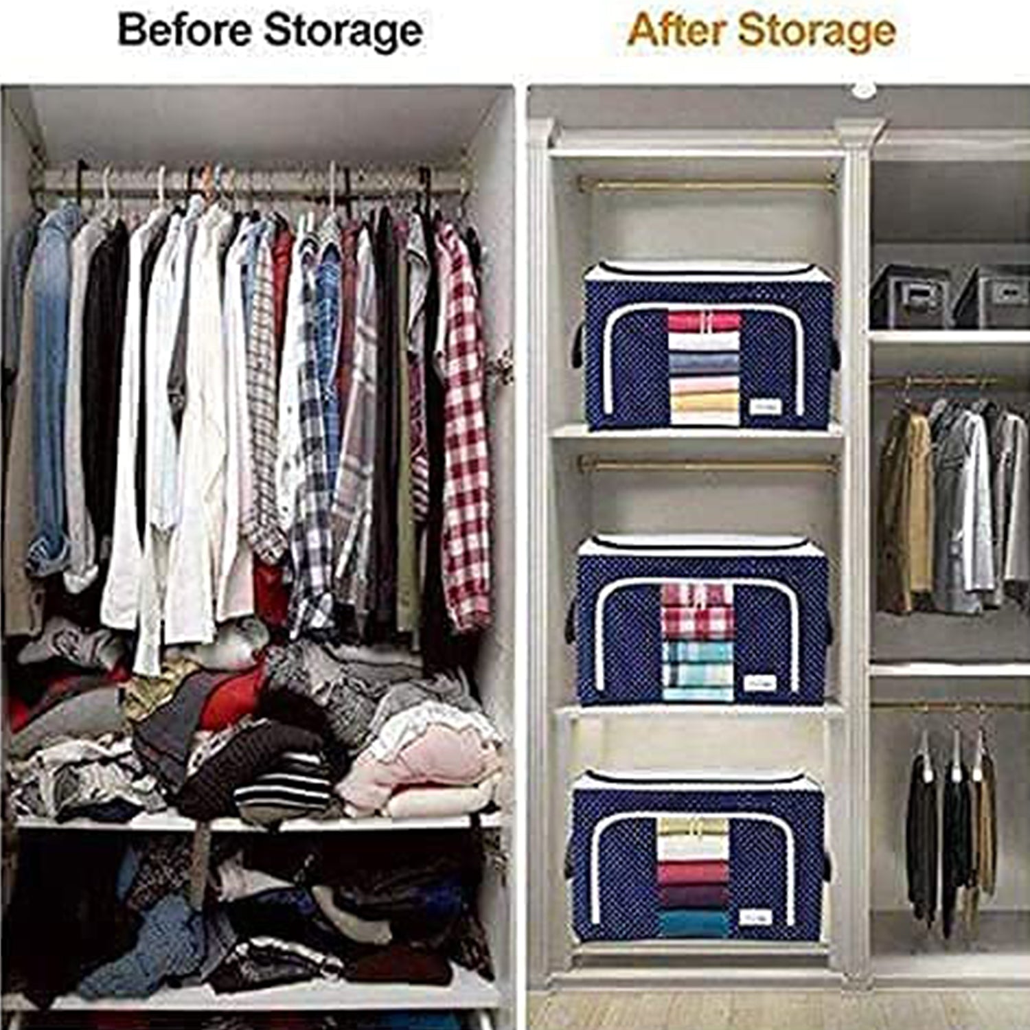 Foldable Steel Frame Clothes Storage Organizer Bag (66 Liters)