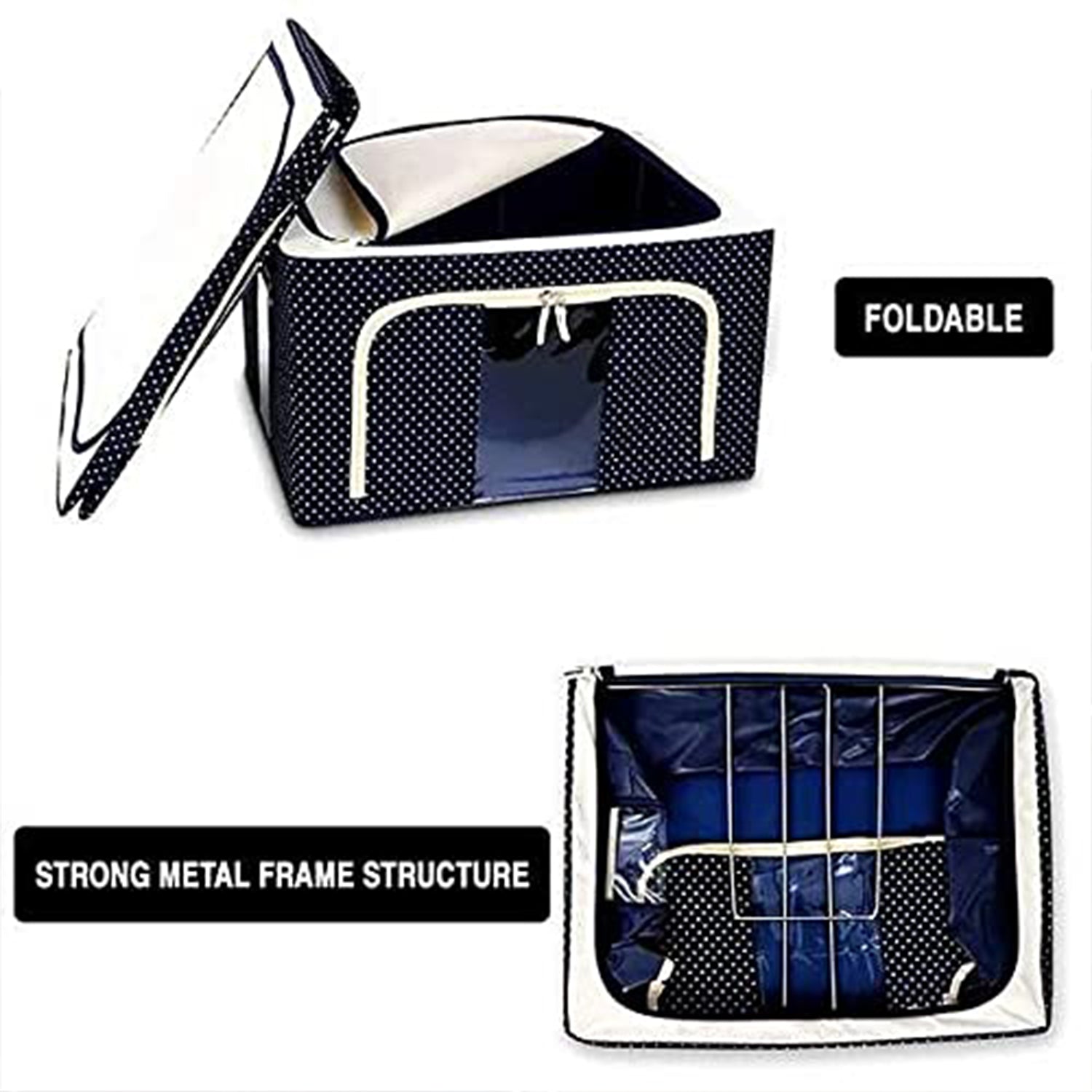 Foldable Steel Frame Clothes Storage Organizer Bag (66 Liters)