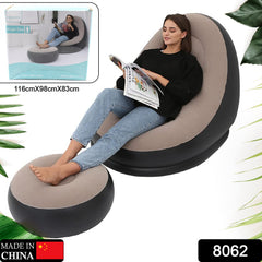 8062 Inflatable Sofa Lounge Chair Ottoman Blow Up Chaise Lounge Air Sofa Indoor Flocking Leisure Couch For Home Office Rest Inflated Recliners Portable Deck Chair For Outdoor Travel Camping Picnic.